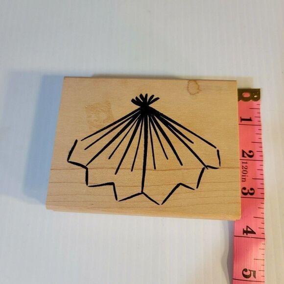 NEW Asian Fan or Teepee Rubber Stamp Denami Design Large Unused Vintage - Picture 5 of 5